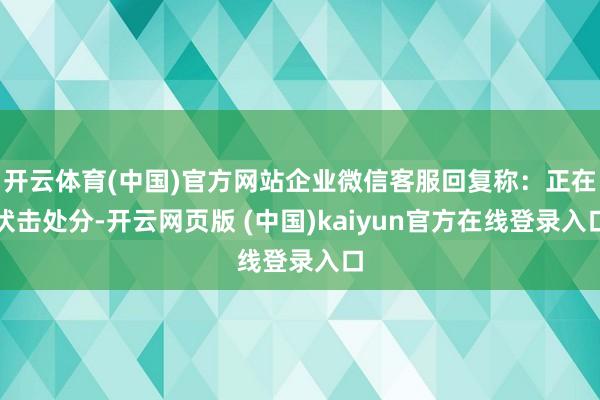 开云体育(中国)官方网站企业微信客服回复称：正在伏击处分-开云网页版 (中国)kaiyun官方在线登录入口