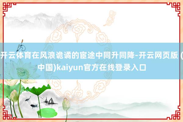 开云体育在风浪诡谲的宦途中同升同降-开云网页版 (中国)kaiyun官方在线登录入口