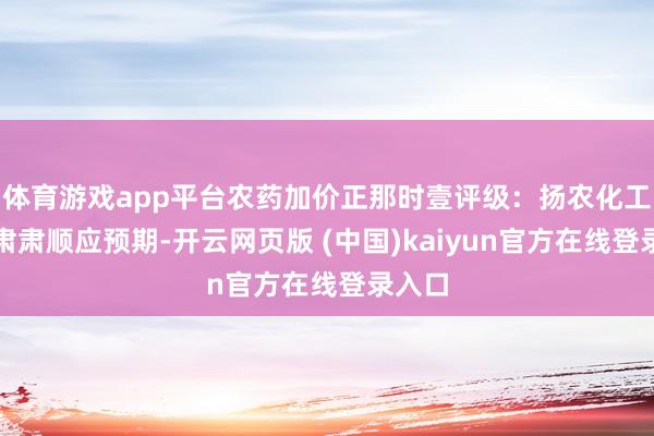 体育游戏app平台农药加价正那时壹评级：扬农化工功绩肃肃顺应预期-开云网页版 (中国)kaiyun官方在线登录入口