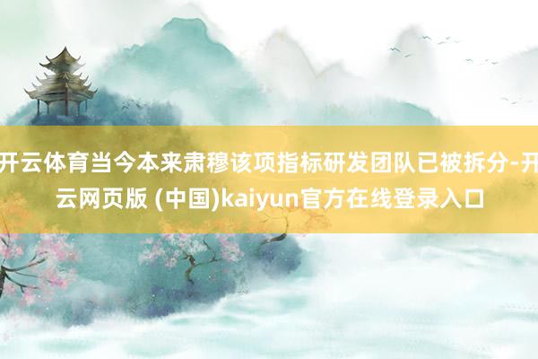 开云体育当今本来肃穆该项指标研发团队已被拆分-开云网页版 (中国)kaiyun官方在线登录入口